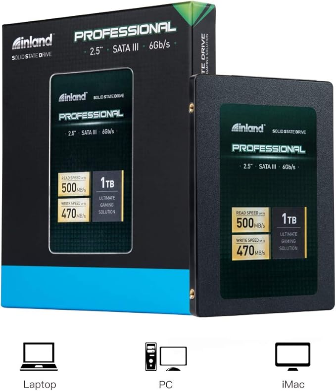 INLAND Professional 1TB SSD 3D NAND SATA III 6Gb/s 2.5 7mm Internal Solid State Drive (1T)