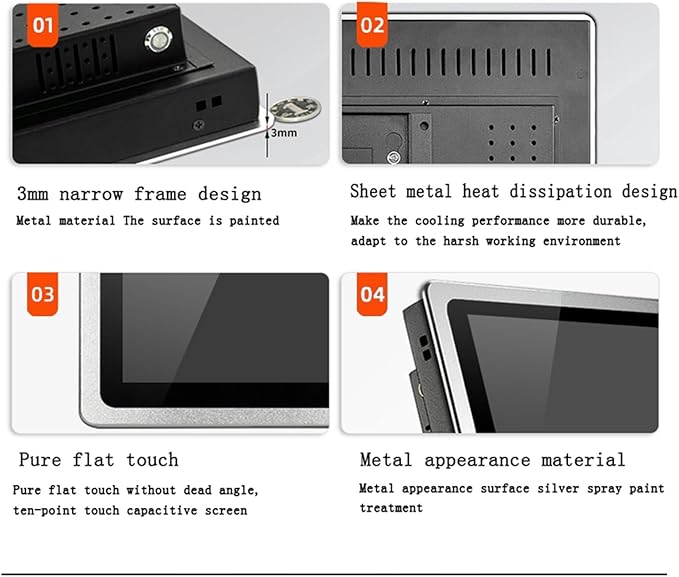 1pc 10.4 Industrial Computer Monitor 10 Inch Capacitive Touch Screen 1024 * 768 with VGA/DVI/HDMI/USB Interface Mini PC Screen(VGA DVI)