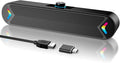 LENRUE Computer Speakers for DesktopPC Speakers with Basic Stereo Sound &amp Colorful Lights Single USB for Both Power and AudioDesktop Laptop Sound Bar Speakers for GamingMoviesMusic