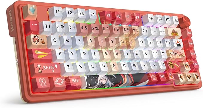 Redragon K673 PRO SE 75% 81 Keys Wireless Gasket RGB Gaming Keyboard 3-Mode Anime Mechanical Keyboard w/Hot-Swap Socket Dedicated Knob Control &amp 5-Layer Noise Dampening Custom Hi-Fi Linear Swit