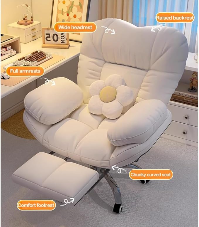 Video Gaming Chairs Office Desk Chairs Armchair for Bedroom - Comfortable Computer Gaming Chair Lazy Sofa Recliner Lift Backrest for Living Room.