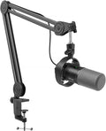 FIFINE Dynamic Podcast Microphone Set with Boom Arm Stand Studio XLR/USB Microphone for Recording Vocal Streaming Metal Mic with Mute Tap Headphone Jack Heavy Duty Boom Arm-K688T
