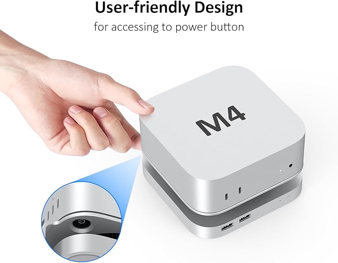 40Gbps USB4 Hub &amp Stand for Mac mini M4/M4 Pro All-Aluminum Docking Station with 40Gbps M.2 SSD (NVMe PCle) Enclosure 3*USB 2.0 3.5mm Audio USB4 Host | Mac mini M4 USB-4 Dock