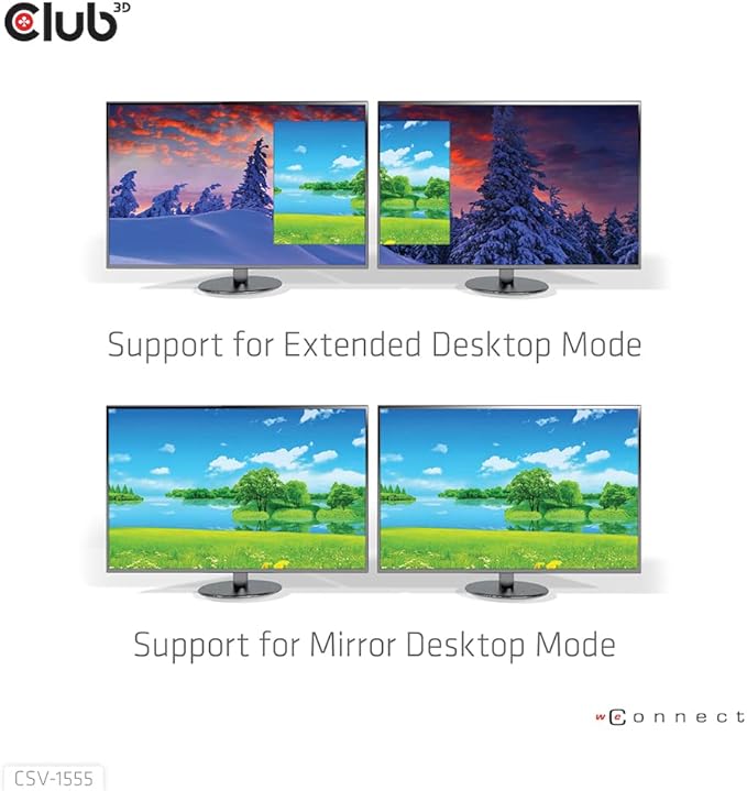 Club 3D CSV-1555 USB3.2 Gen2 Type-C(DP Alt-Mode) to DisplayPort Dual Monitor 4K60Hz M/F MST hub