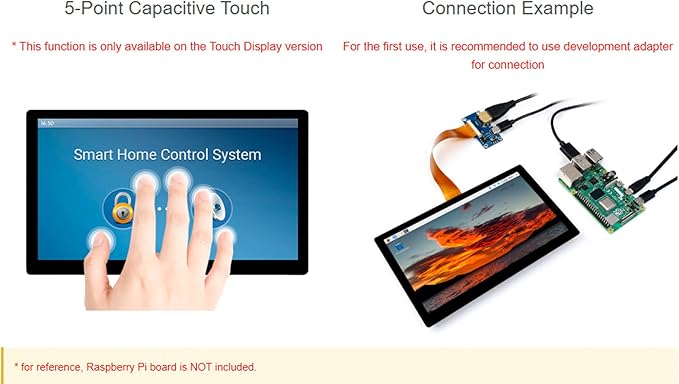 waveshare for Raspberry Pi/Jetson Nano/Windows/PC 7inch IPS Capacitive Touch Display 1024x600 Integrated Thin and Light LCD Support Windows/Linux/Android