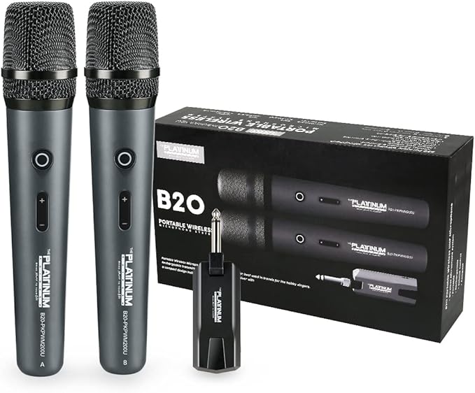 The Platinum Wireless Microphone for mic Input UHF Metal Dynamic Handheld Multipurpose mic with Rechargeable Receiver 160ft Range Suitable for Karaoke Machine/Amplifier Speake/Mixer/Church