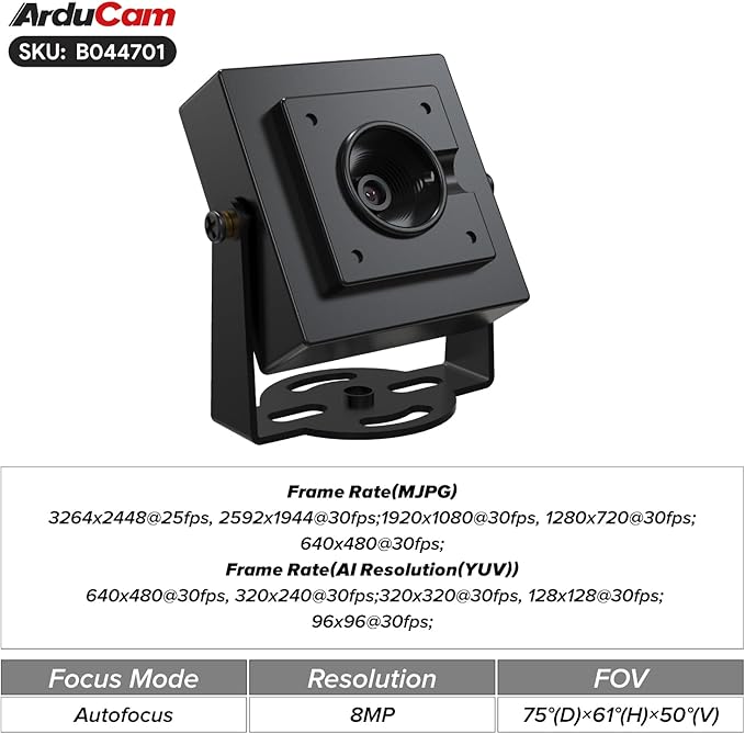 Arducam 8MP USB Camera Module with HDR Autofocus Lightburn Camera USB 2.0 Webcam with Multiple preset AI Resolutions for Raspberry Pi Windows Linux Android Mac OS
