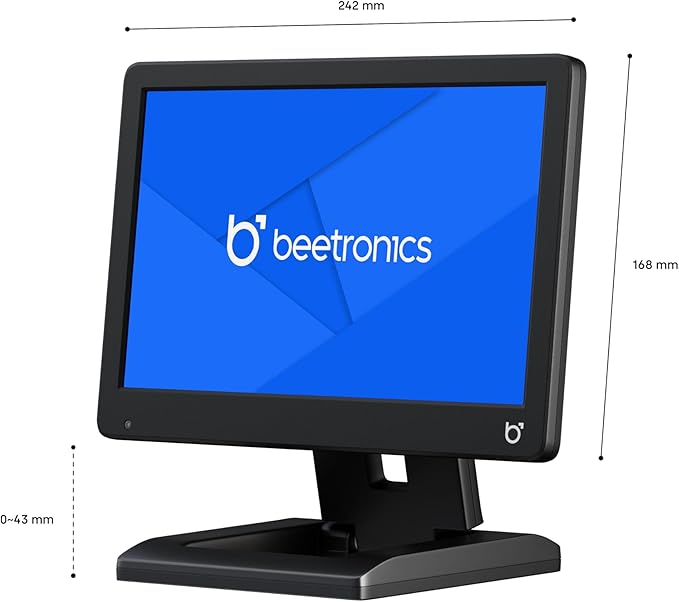 Beetronics 10 Inch Professional Monitor – Full HD 1080p IPS Display | High-Performance Durable Plastic Housing | HDMI VGA BNC RCA Inputs | Matte Screen 24/7 Operation Wide Viewing Angles | 10HD7