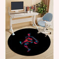 Black Red PU Leather Floor Protector Office Chair Mat Round mat Basketball Player Silhouette Gaming Chair Mat Protects Hardwood Floors Chairs Move Smoothly Doodle Style Art Diameter 47.2 in