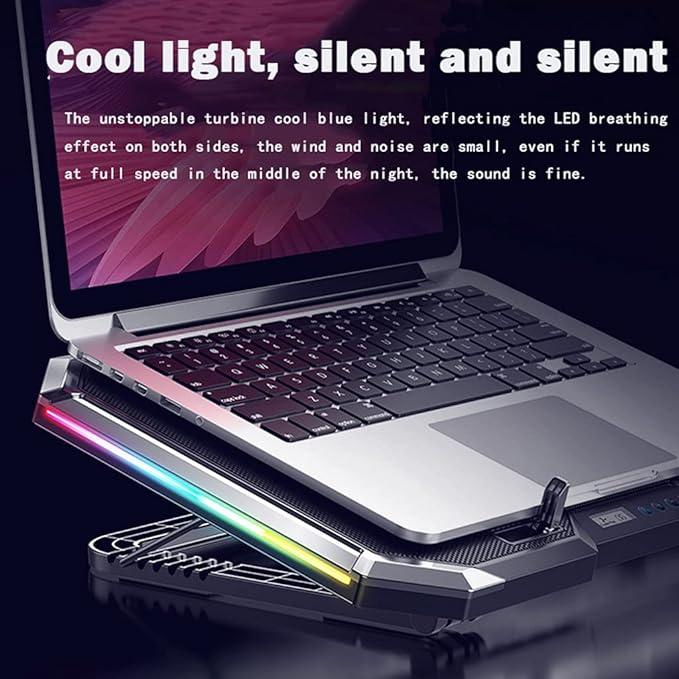 Gaming Laptop Cooler Six Fan Led Screen Two Port RGB Lighting Cooling Pad Notebook Stand for 12-17 Inch
