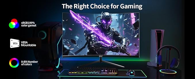 32 Inch Curved Gaming Monitor with 240Hz Refresh Rate 1ms GTG HDR600 1500R Curvature 1080P Resolution 122% sRGB FreeSync G-Sync Compatible DP and HDMI Ports VESA Mount for Competitive Gamers