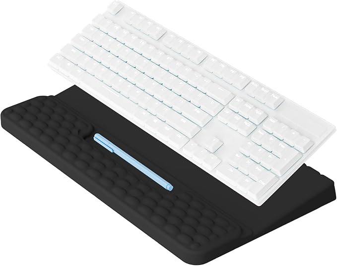 Ergonomic Keyboard Wrist Rest with Storage Tray Soft Memory Foam Arm Cushion Keyboard Stand Keyboard Stand for Office Home - Black