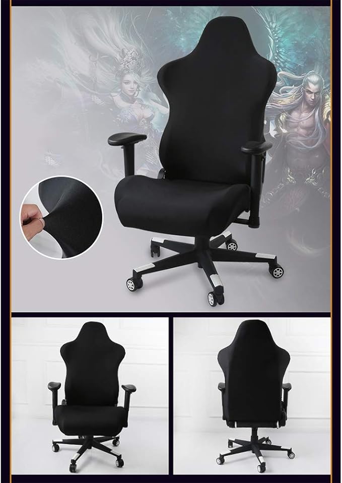 Screwcoovers Extendable Gaming Chair Black Covers – Ergonomic Office Computer Chair for Gaming Office Chair (No Chair)