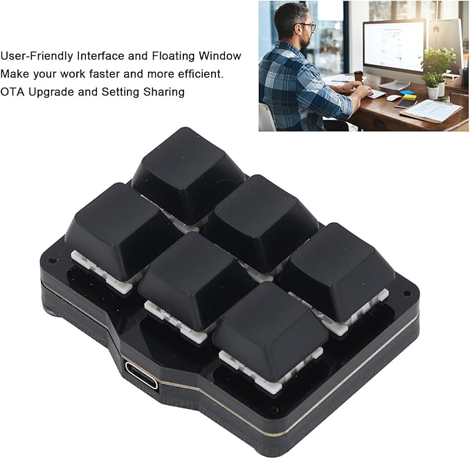 One Handed Macro Mechanical Keyboard Real Time Floating Window Better Control with 4 Modes of Macro for Gaming and Typing Multifunctional USB Keypad for