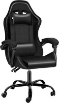 CYJZH Racing Video Backrest and Seat Height Recliner Gaming Office High Back Computer Ergonomic Adjustable Swivel Chair Without footrest Black blp123