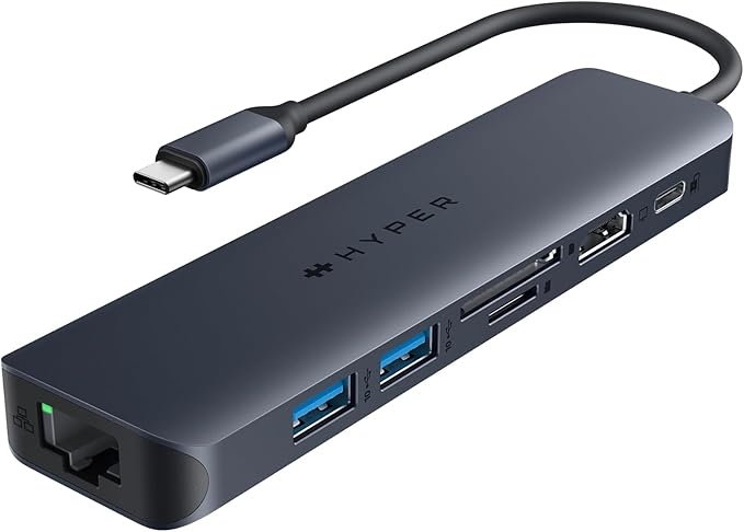 HyperDrive Next 7 Port USB C Hub for Mac PC Chromebook with 4K60Hz HDMI 2 USB-A USB C Hub 10Gbps USB-C 10Gbps 100W Power Delivery SD Card Reader Ethernet Ports