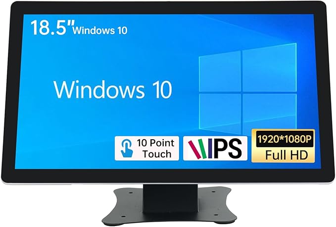 18.5-inch POS Touchscreen Monitor with Stand16:9 Display 1920 x 1080PWiFi &amp LANBuilt-in SpeakersWin 10 i7 8GB RAM &amp 256GB SSDSuitable for Restaurant RetailBar &amp Small Business