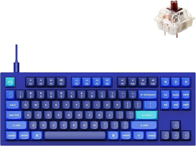 Keychron Q3 QMK/VIA Wired Custom Mechanical Keyboard Full Aluminum Tenkeyless Layout Programmable Macro with Hot-swappable Gateron G Pro Brown Switch Compatible with Mac Windows Linux (Blue)