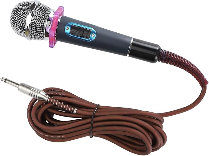 Tbest Handheld Wired Microphone Dynamic Moving Coil Clear Sound Zinc Alloy Metal Mesh Structure for Home Karaoke Stage Performance (Blue)