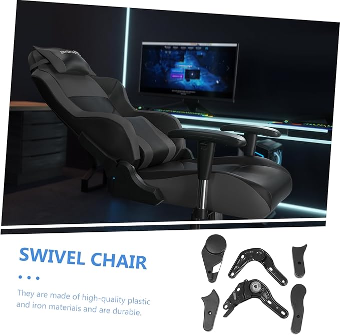 6 Pcs E Sports Chair Angle Regulators Multi Angle Adjusters for Gaming Chairs Backrest Plastic and Iron Black Parts