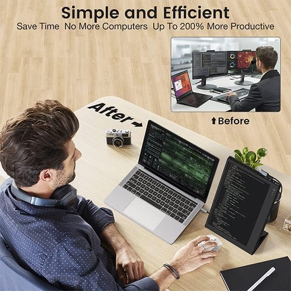 12 Dual Laptop Screen Extender Monitor Portable - Laptop Screen Extender - Portable Monitor for Laptop with Full HD IPS Display