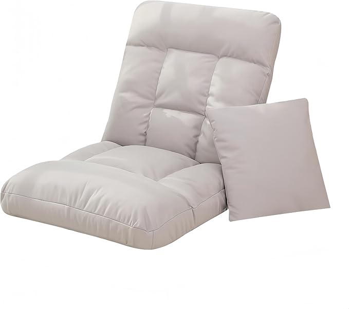 Folding Floor Chair with Back Support 5 Adjustable Position Padded Sleeper Bed Couch Recliner Comfy Floor Gaming Chair for Adults Meditation Reading Living Room Bedroom
