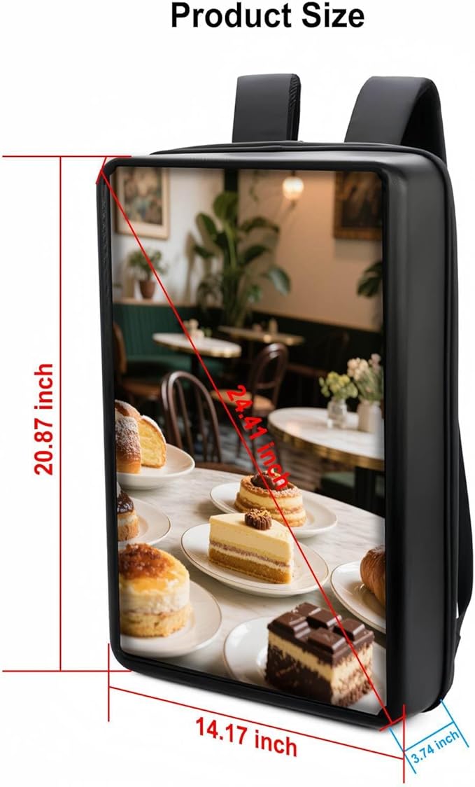 21.5 Inch Touchscreen Advertising Backpack 1000nits High Brightness LCD Screen Backpack IP65 Waterproof Digital Signage Backpack with USB/App/CMS Input for Auto Playback Split Screen Android 11OS