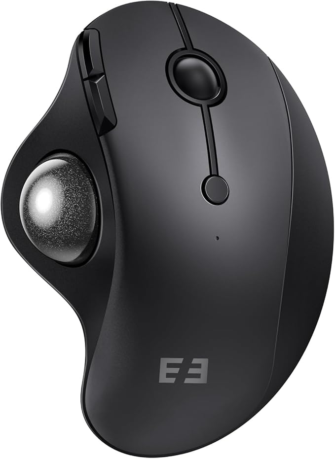 seenda Wireless Trackball Mouse Bluetooth - Ergonomic Rollerball Mouse Rechargeable 3 Device Connection Optical Mice Adjustable DPI Thumb Control Mice Compatible for Mac/Android/Windows-Black