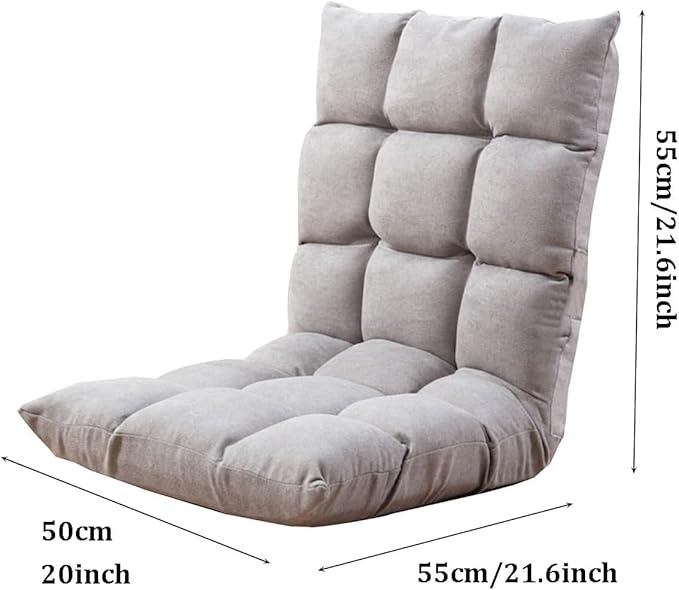 ELEFOCUS Folding Floor Chair Lazy Sofa Chair with 5 Poistion Adjustable Backrest Folding Floor Gaming Chairs for Adults(Camel)