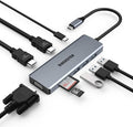 USB C Hub Dual HDMI Adapter OBERSTER 9-in-1 Triple Display Docking Station 4K HDMI with Collage Display Mode VGA 100W PD 3 USB 3.0 and TF/SD Card Compatible with MacBook and Windows
