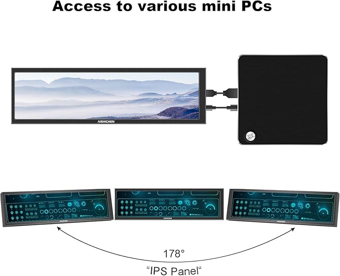 8.8 Inch PC Temperature Display PC Sensor Panel Display Computer Temp Monitor IPS USB Mini Screen AIDA64 CPU RAM DataTemperature Monitor for ARGB Computer Case Secondary Screen