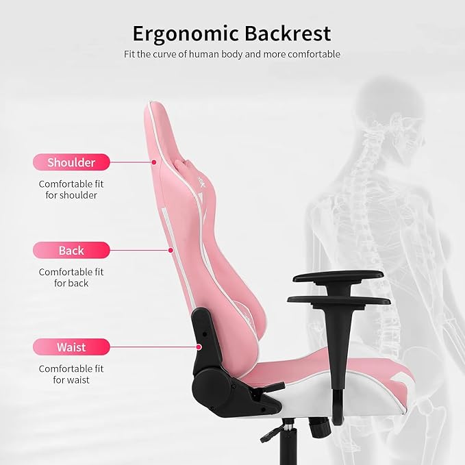 Ergonomic Gaming Chair Video Gamer Chair for Adults/TeensRacing Style Computer Chair with Lumbar Support Adjustable Rolling Desk Chair PU Leather Game Chair