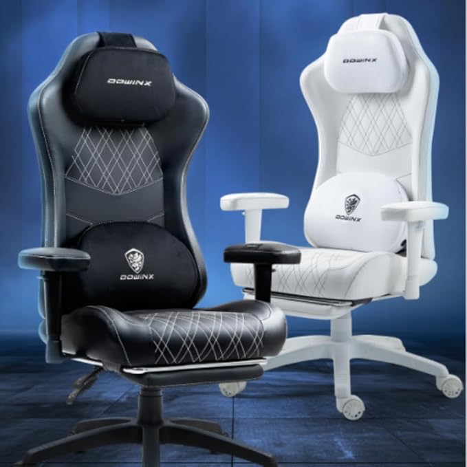 Dowinx LS-665TE0D Gaming Chair with Heated Massage Lumbar SupportErgonomic Computer Chair with Pocket Spring CushionReclining Game Chair with Adjustable Padded Armrests and FootrestBlack-Green