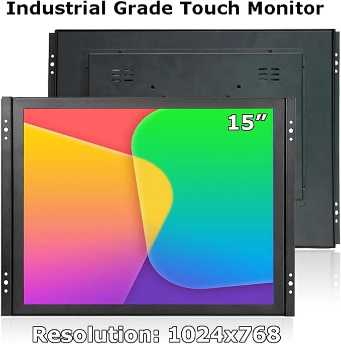 1pc 15 Inch 1024x768 Open Frame Industrial Wall-Mounted Touch Screen Monitor 4:3 Capacitive/Resistive Features Automation(Resistive Touch)