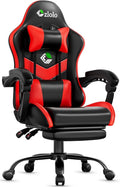 Gaming Chair with Footrest Racing Style Lumbar Support Massager Video Game Chair with Metal Legs High Back Gamer Chair with Headrest 360° Swivel Office Computer Desk Chair Bright Red