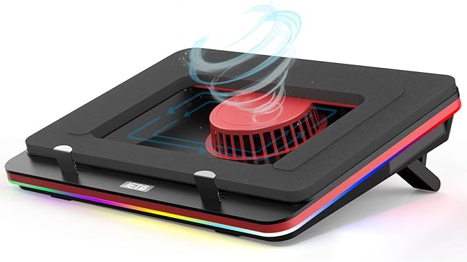 GT500 Powerful Turbo-Fan (5000 RPM) RGB Laptop Cooling Pad with Infinitely Variable SpeedSeal Foam for Rapid Cooling Gaming LaptopDust Filter for Protect Laptop13-17.3inch Laptop Cooler