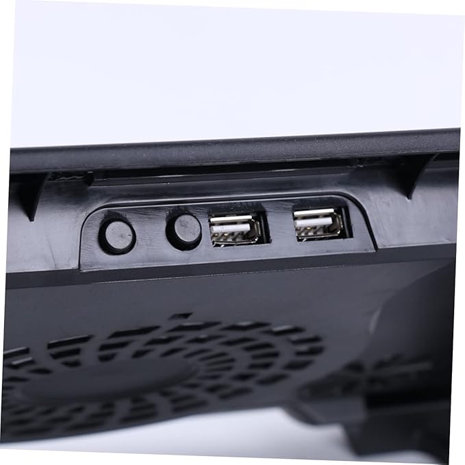 USB Laptop Cooling Pad Adjustable Height Five Quiet Fans -Skid Design Dual USB Ports Optimized Heat Dissipation for Laptops Black