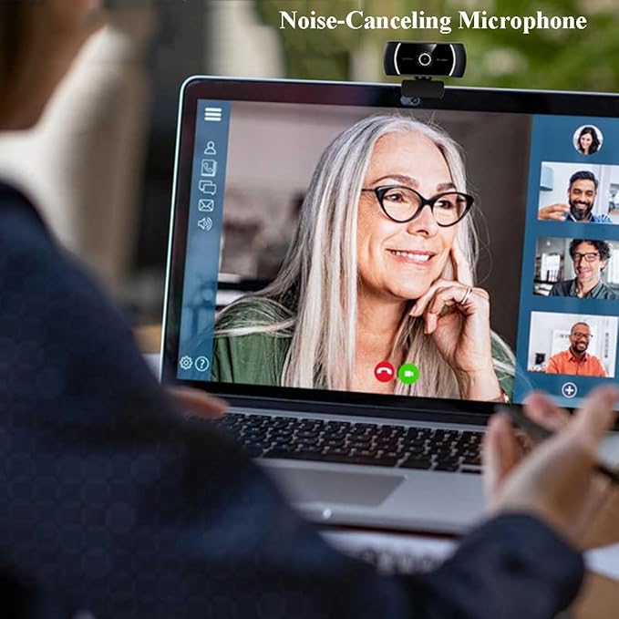 GIZNXBA PC Webcam with Autofocus Clear Audio HD Light Correction Noise-Reducing Wide Field of View Streaming USB Computer Camera with Microphone for Laptop Desktop(4K)