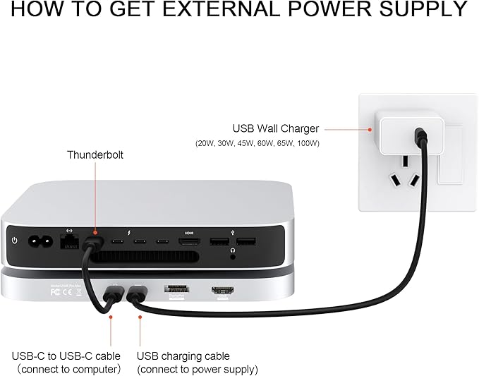 Qwiizlab Dual Drive Enclosure with Docking Station for Mac mini Mac Studio 10Gbps USB-C Hub Card Readers 104MB/s 4K HDMI &amp DP Fits M.2 NVMe/SATA SSD 2.5-inch SATA SSD/HDD (Silver)