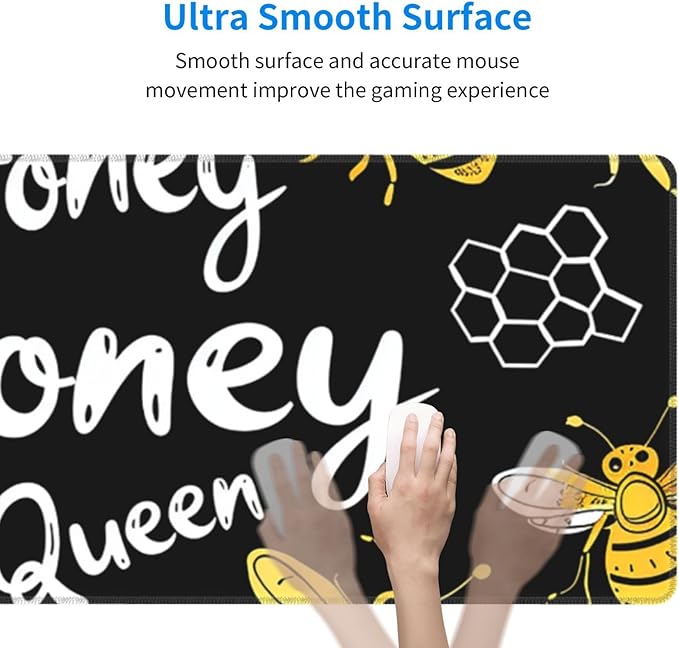 Animal Honey Bee Sweet Large Mouse Pad XL Extended Gaming Pad Waterproof Desk Mat for Desktop Keyboard Non Slip Mousepad for Office Game Home 32.15x11.8