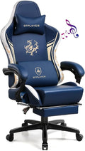 GTPLAYER Gaming Chair with Bluetooth Speakers and Footrest Dragon Series Video Game Chair Heavy Duty Ergonomic Esports Computer Office Chair Blue (Royal Blue)