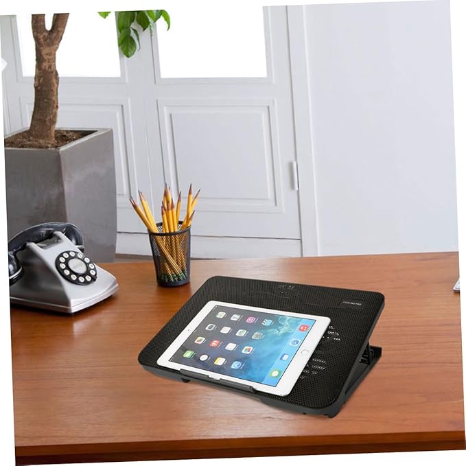 Portable Laptop Cooler with USB Powered Fans Durable Notebook Cooling Mat for Efficient Heat Dissipation Black Color Easy to Install Cooling Stand
