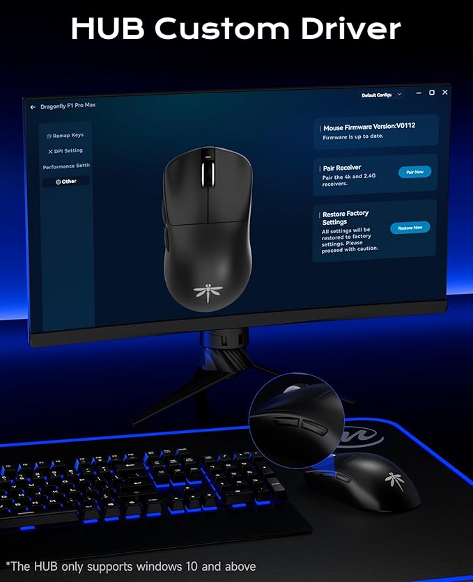 VGN Dragonfly F1 Pro Max Wireless Gaming Mouse 130h Playtime Long Endurance 55g Lightweight PAW3395 26K DPI Flagship Sensor 4000Hz Polling Rate Supported Low Latency Esports Peripherals Black
