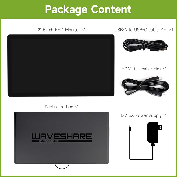 waveshare 21.5inch Capacitive Touch Monitor 1080×1920 Full HD Compatible with Raspberry Pi/Jetson Nano/PC-Monitor Only