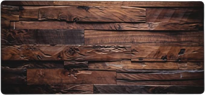 Dark Wood Texture Large Gaming Mouse Pad 35.5 X 16 Inch Extended Desk Mat for Keyboard and Mouse Waterproof Computer Mousepad with Stitched Edges &amp Non-Slip Base