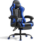 Shahoo Gaming Chair with Footrest and Massage Lumbar Support Video Game Chairs Height Adjustable Seat with Headrest for Office or Bedroom Study Room Dark Blue