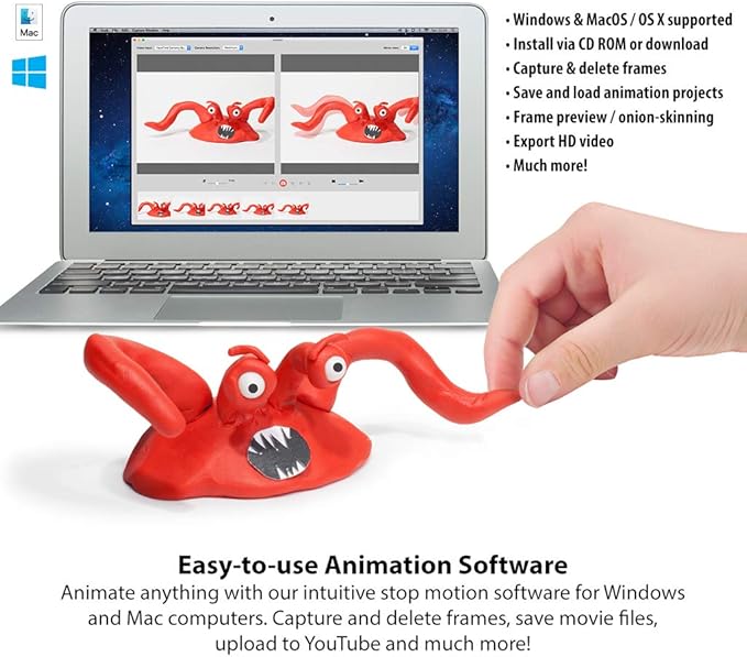 Complete HD Stop Motion Animation Kit | Stop Motion Animation Software with Full HD 1080P Camera Animation Software &amp Book (Windows &amp OS X)
