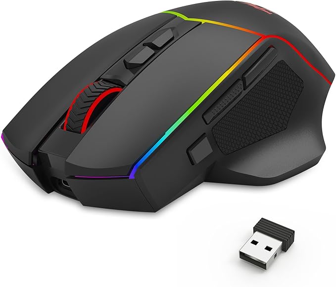 Redragon Axe M814 Programmable Wireless Gaming Mouse with RGB Streaming Lights 8 programmable Buttons max 8000DPI15G AccMultifunctional Software Ergonomic Design