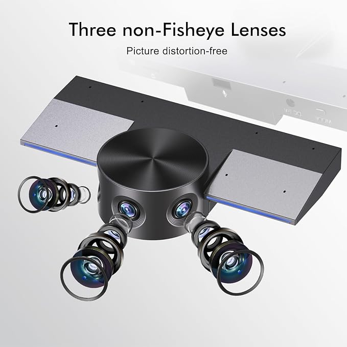 Panoramic 180° Video Camera Immersive Video Conference Experience both Overall and Speakers’ Close-up view 1080P Webcam for Huddle Room and Homebased Office Plug and Play with Micro SD Card Slot