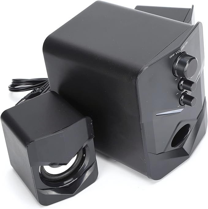 SUNGOOYUE Desktop Computer Speaker System 3W Stereo Sound with Bass ABS Material 2.1 Channel DC Powered Mini Speakers with Volume Control Knob 1.5m Audio Cable